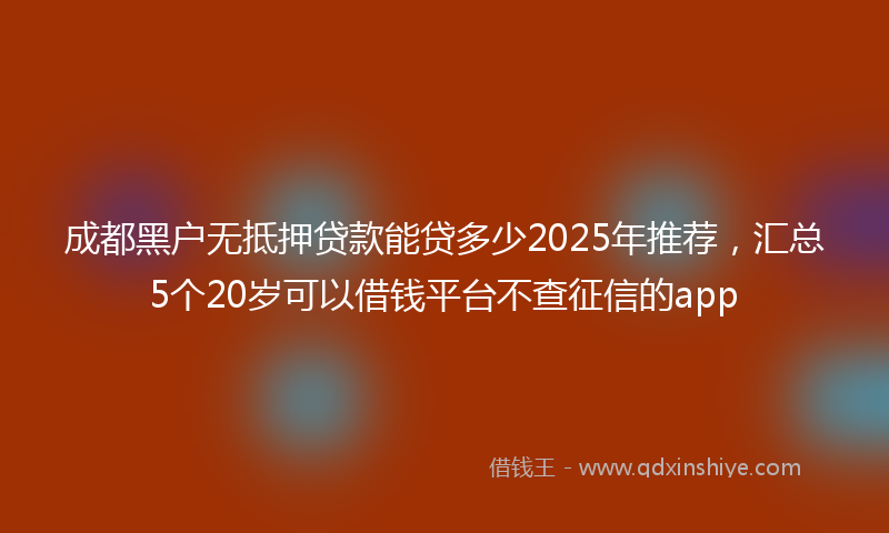 成都黑户无抵押贷款能贷多少2025年推荐，汇总5个20岁可以借钱平台不查征信的app