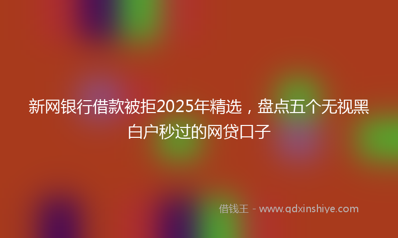 新网银行借款被拒2025年精选，盘点五个无视黑白户秒过的网贷口子