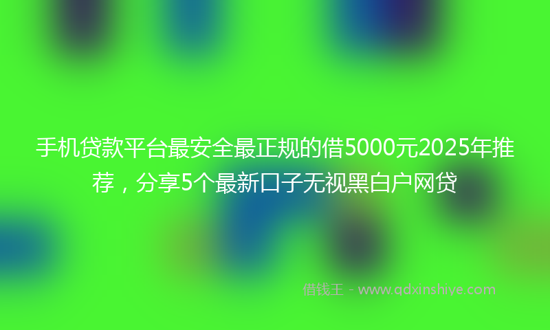 手机贷款平台最安全最正规的借5000元2025年推荐，分享5个最新口子无视黑白户网贷