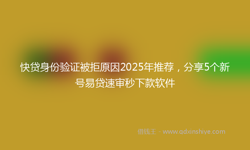 快贷身份验证被拒原因2025年推荐，分享5个新号易贷速审秒下款软件