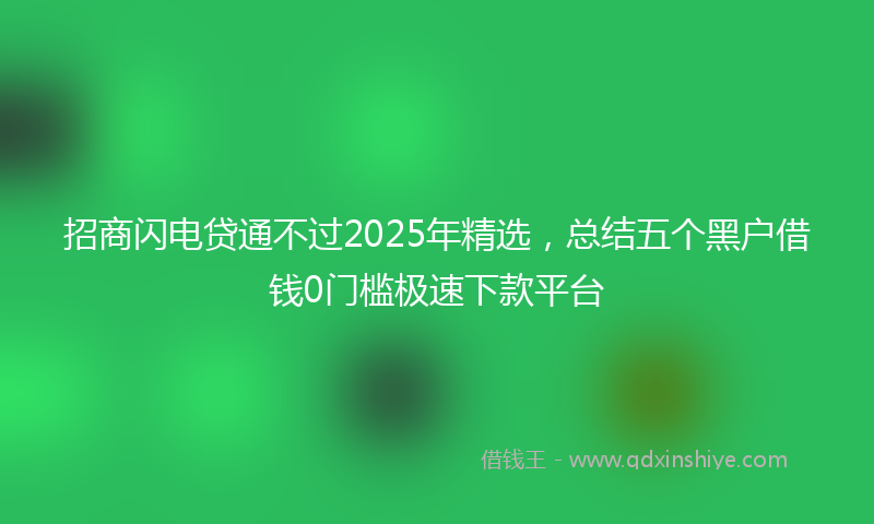 招商闪电贷通不过2025年精选，总结五个黑户借钱0门槛极速下款平台