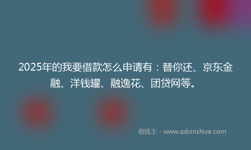 2025年的我要借款怎么申请有：替你还、京东金融、洋钱罐、融逸花、团贷网等。