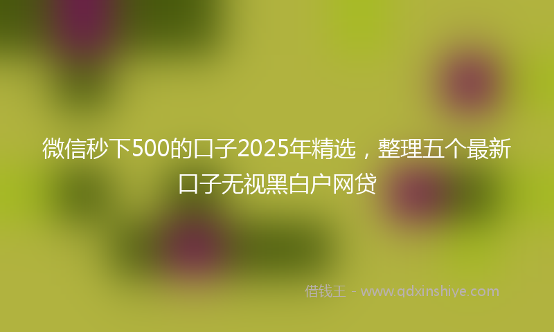 微信秒下500的口子2025年精选，整理五个最新口子无视黑白户网贷