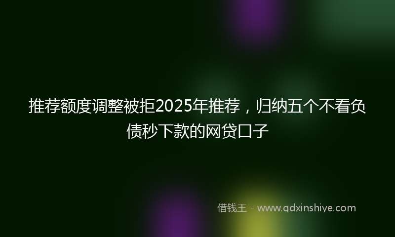 推荐额度调整被拒2025年推荐，归纳五个不看负债秒下款的网贷口子