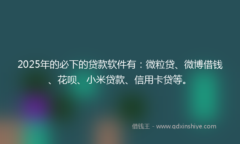 2025年的必下的贷款软件有：微粒贷、微博借钱、花呗、小米贷款、信用卡贷等。