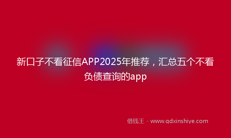 新口子不看征信APP2025年推荐，汇总五个不看负债查询的app