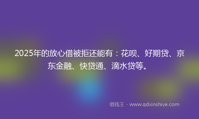 2025年的放心借被拒还能有：花呗、好期贷、京东金融、快贷通、滴水贷等。