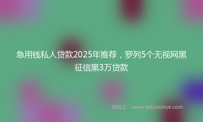 急用钱私人贷款2025年推荐，罗列5个无视网黑征信黑3万贷款