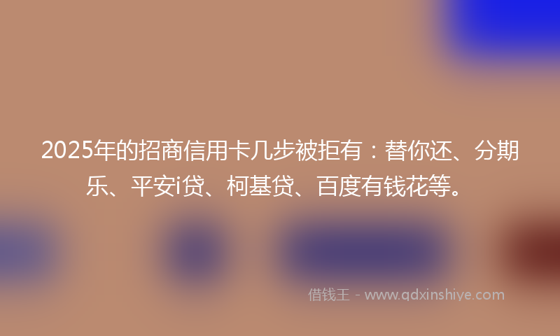 2025年的招商信用卡几步被拒有：替你还、分期乐、平安i贷、柯基贷、百度有钱花等。