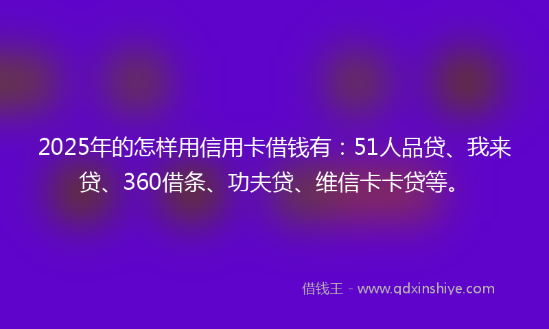 2025年的怎样用信用卡借钱有：51人品贷、我来贷、360借条、功夫贷、维信卡卡贷等。