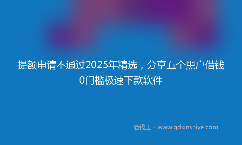 提额申请不通过2025年精选，分享五个黑户借钱0门槛极速下款软件