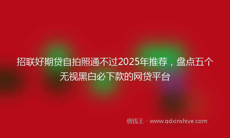 招联好期贷自拍照通不过2025年推荐，盘点五个无视黑白必下款的网贷平台