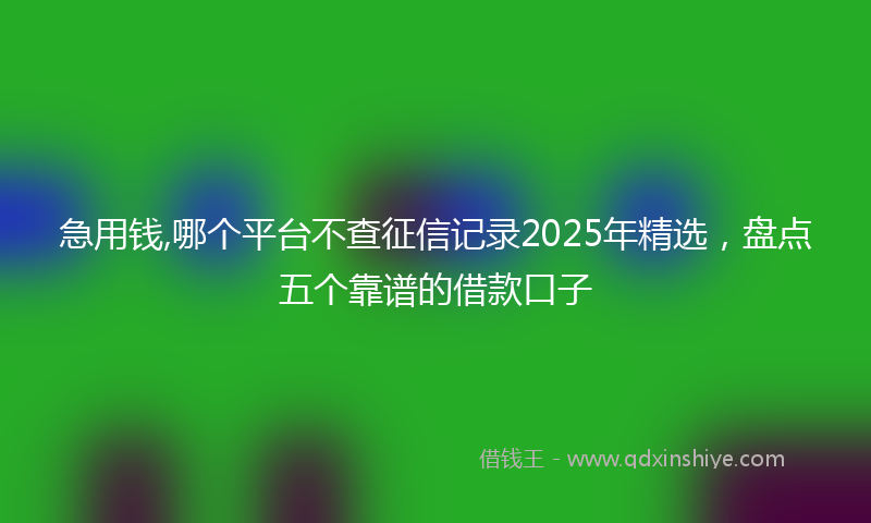 急用钱,哪个平台不查征信记录2025年精选，盘点五个靠谱的借款口子