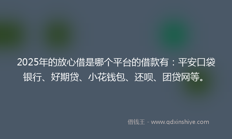 2025年的放心借是哪个平台的借款有：平安口袋银行、好期贷、小花钱包、还呗、团贷网等。