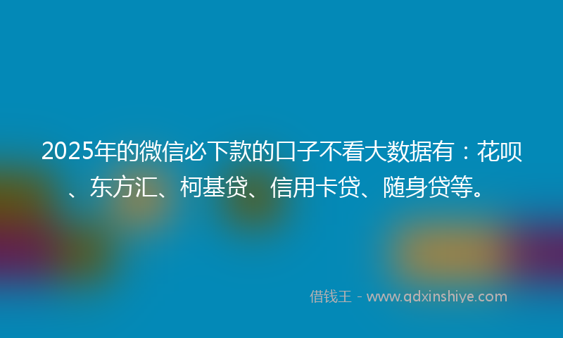 2025年的微信必下款的口子不看大数据有：花呗、东方汇、柯基贷、信用卡贷、随身贷等。