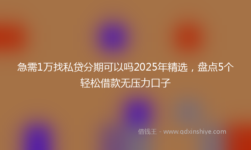 急需1万找私贷分期可以吗2025年精选，盘点5个轻松借款无压力口子