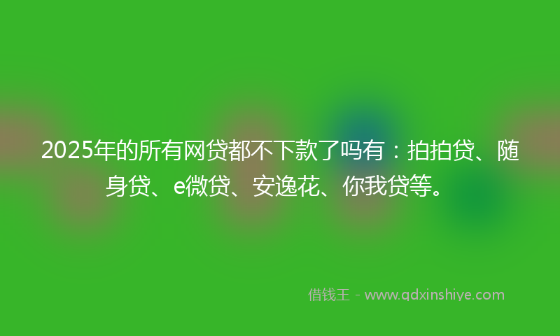 2025年的所有网贷都不下款了吗有：拍拍贷、随身贷、e微贷、安逸花、你我贷等。