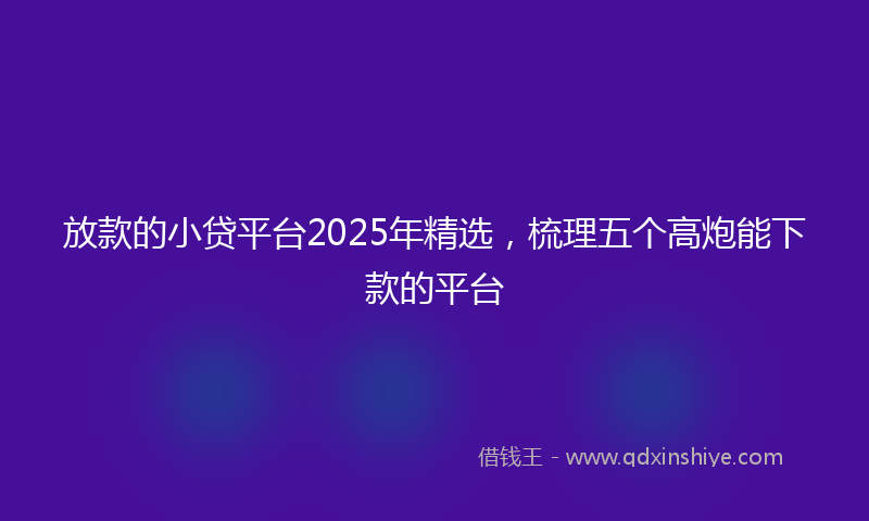 放款的小贷平台2025年精选，梳理五个高炮能下款的平台