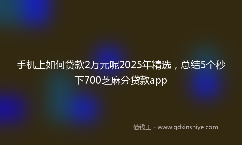 手机上如何贷款2万元呢2025年精选，总结5个秒下700芝麻分贷款app