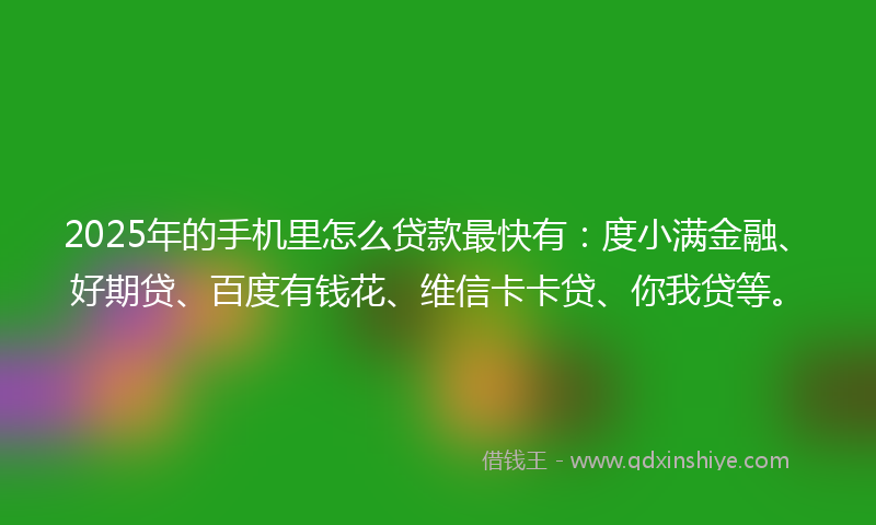 2025年的手机里怎么贷款最快有：度小满金融、好期贷、百度有钱花、维信卡卡贷、你我贷等。