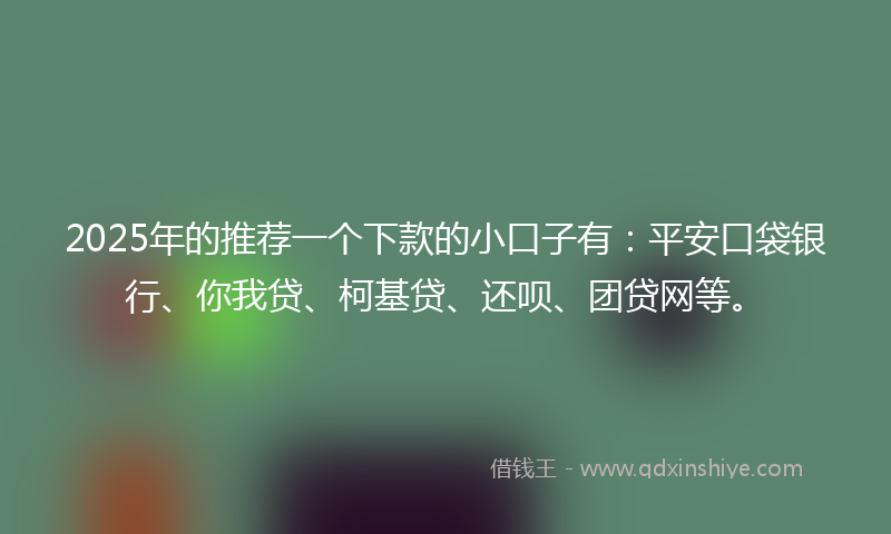 2025年的推荐一个下款的小口子有：平安口袋银行、你我贷、柯基贷、还呗、团贷网等。