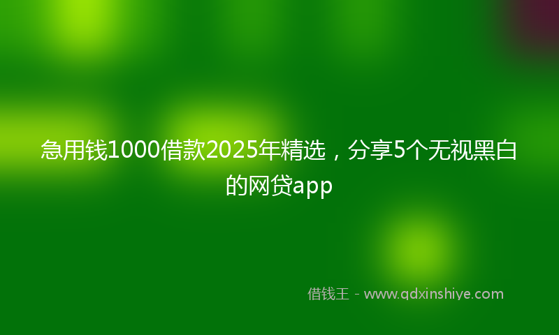 急用钱1000借款2025年精选，分享5个无视黑白的网贷app