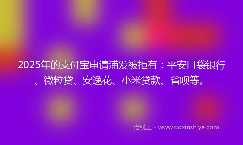 2025年的支付宝申请浦发被拒有：平安口袋银行、微粒贷、安逸花、小米贷款、省呗等。