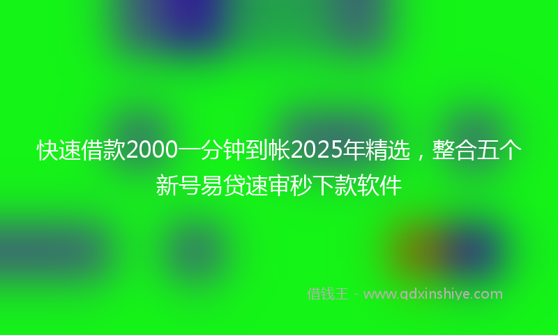 快速借款2000一分钟到帐2025年精选，整合五个新号易贷速审秒下款软件