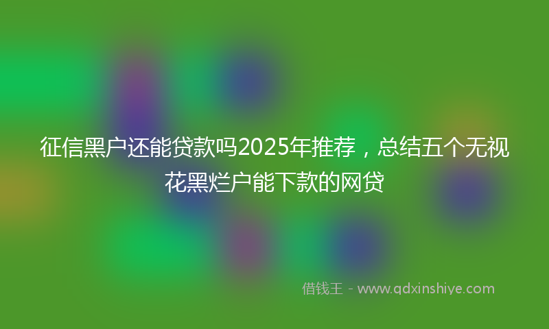 征信黑户还能贷款吗2025年推荐，总结五个无视花黑烂户能下款的网贷