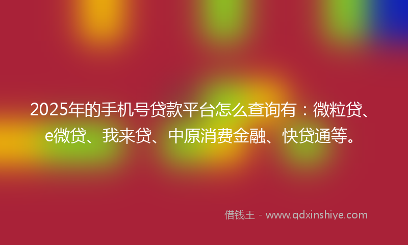 2025年的手机号贷款平台怎么查询有：微粒贷、e微贷、我来贷、中原消费金融、快贷通等。