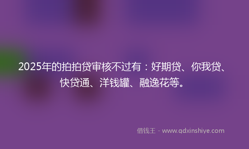 2025年的拍拍贷审核不过有：好期贷、你我贷、快贷通、洋钱罐、融逸花等。
