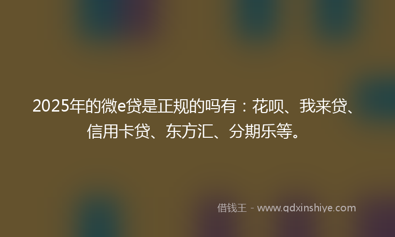 2025年的微e贷是正规的吗有：花呗、我来贷、信用卡贷、东方汇、分期乐等。