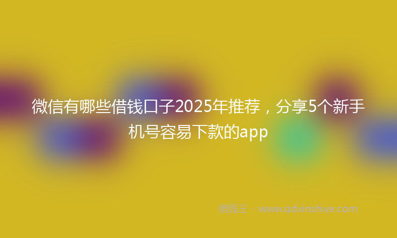 微信有哪些借钱口子2025年推荐，分享5个新手机号容易下款的app
