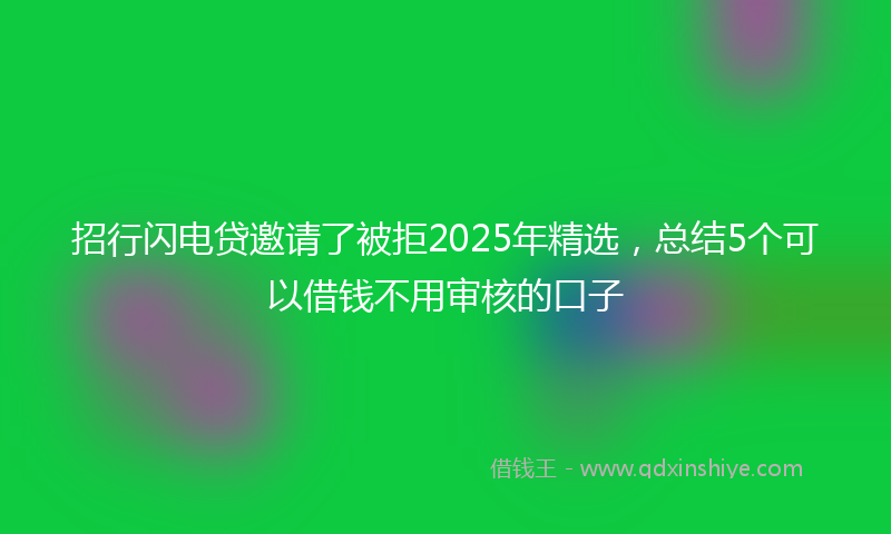 招行闪电贷邀请了被拒2025年精选，总结5个可以借钱不用审核的口子