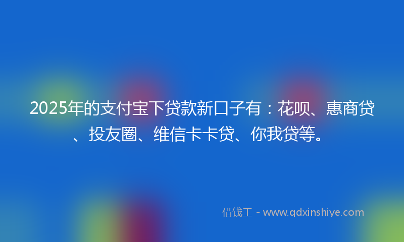 2025年的支付宝下贷款新口子有：花呗、惠商贷、投友圈、维信卡卡贷、你我贷等。
