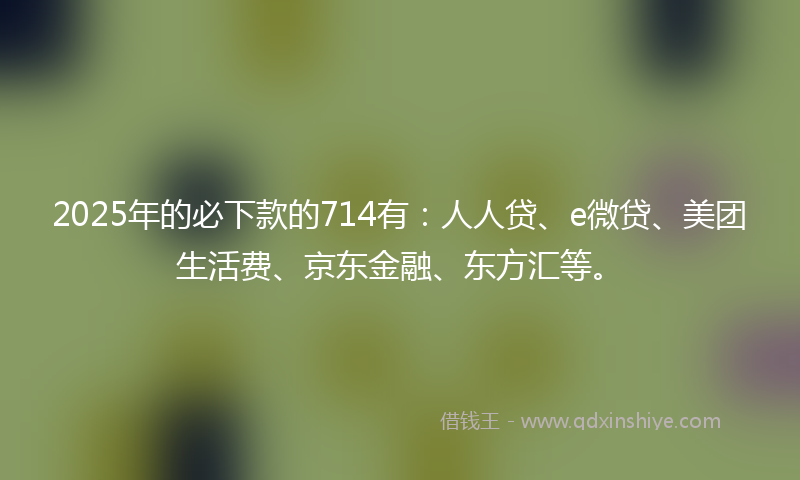 2025年的必下款的714有：人人贷、e微贷、美团生活费、京东金融、东方汇等。