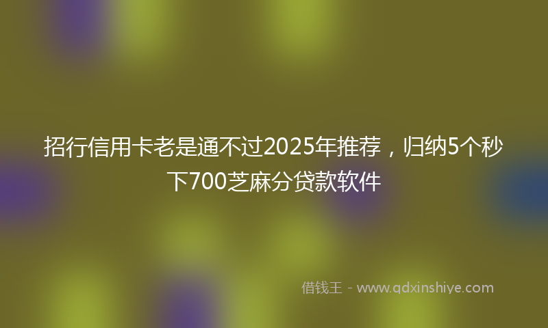 招行信用卡老是通不过2025年推荐，归纳5个秒下700芝麻分贷款软件