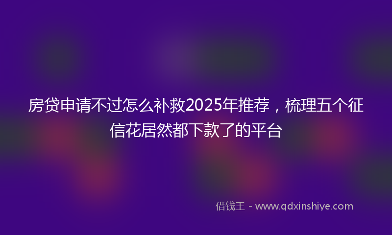 房贷申请不过怎么补救2025年推荐，梳理五个征信花居然都下款了的平台