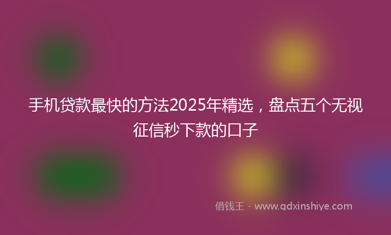 手机贷款最快的方法2025年精选，盘点五个无视征信秒下款的口子