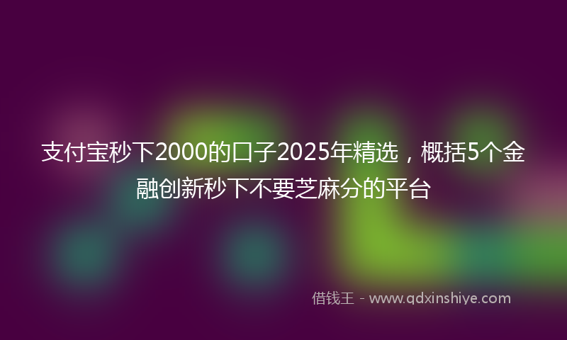 支付宝秒下2000的口子2025年精选，概括5个金融创新秒下不要芝麻分的平台