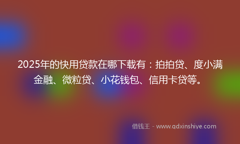 2025年的快用贷款在哪下载有：拍拍贷、度小满金融、微粒贷、小花钱包、信用卡贷等。