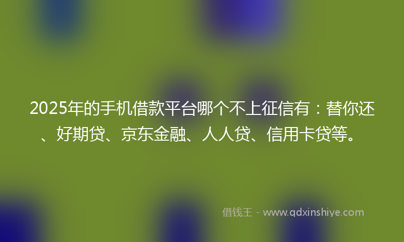 2025年的手机借款平台哪个不上征信有：替你还、好期贷、京东金融、人人贷、信用卡贷等。