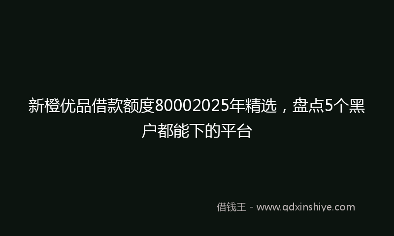 新橙优品借款额度80002025年精选，盘点5个黑户都能下的平台