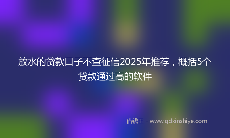 放水的贷款口子不查征信2025年推荐，概括5个贷款通过高的软件