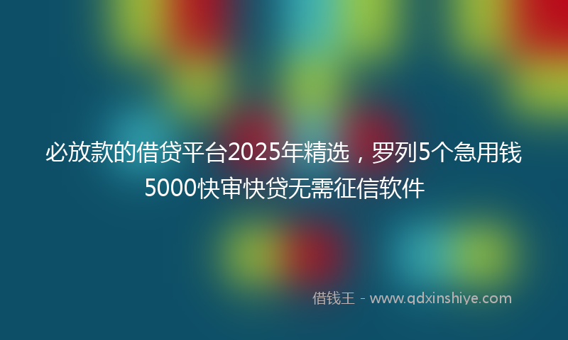 必放款的借贷平台2025年精选，罗列5个急用钱5000快审快贷无需征信软件