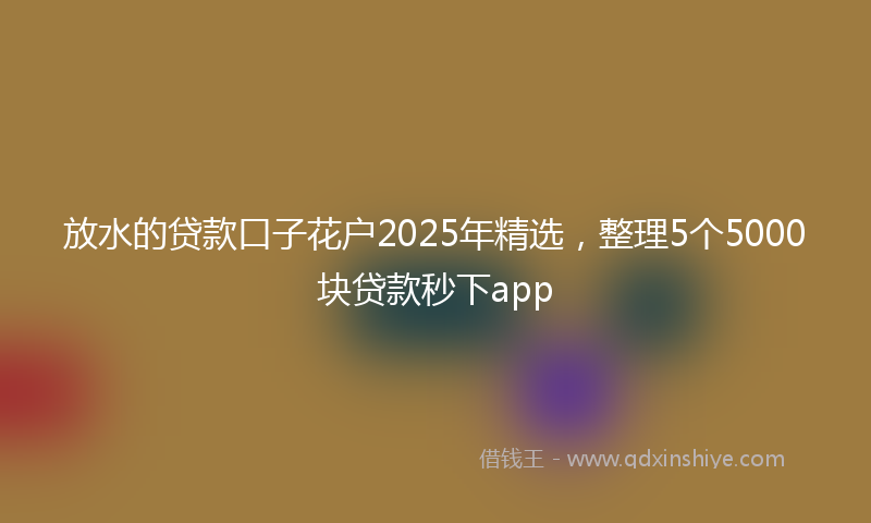 放水的贷款口子花户2025年精选，整理5个5000块贷款秒下app
