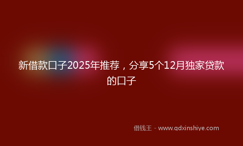 新借款口子2025年推荐，分享5个12月独家贷款的口子