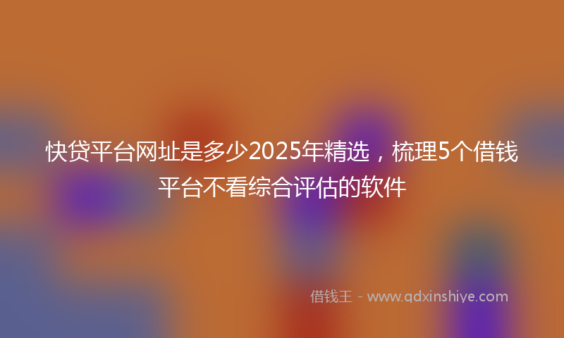 快贷平台网址是多少2025年精选，梳理5个借钱平台不看综合评估的软件
