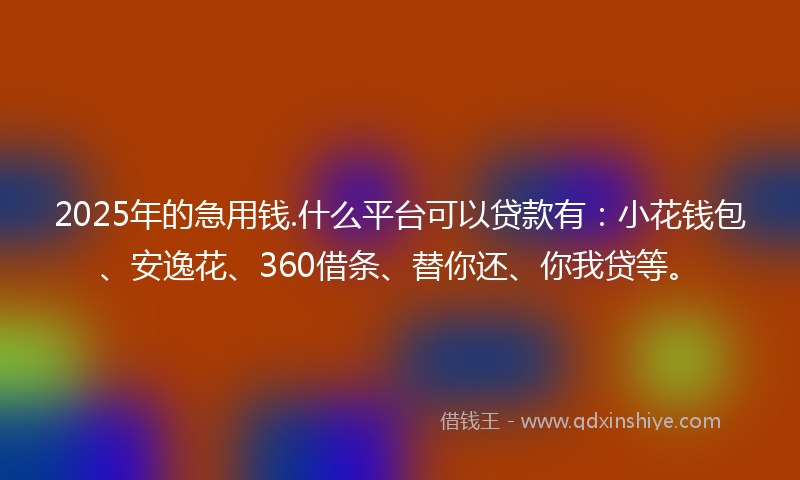 2025年的急用钱.什么平台可以贷款有：小花钱包、安逸花、360借条、替你还、你我贷等。