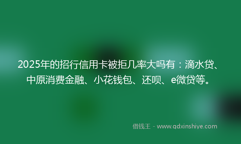 2025年的招行信用卡被拒几率大吗有：滴水贷、中原消费金融、小花钱包、还呗、e微贷等。